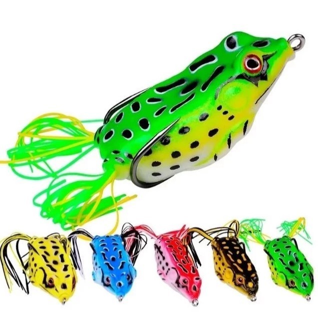 KIT SORTIDO C/ 3 UNIDADES. Isca Frog Sapinho Artificial Anti Enrosco Pesca Traíra Tucunaré Carnivoro