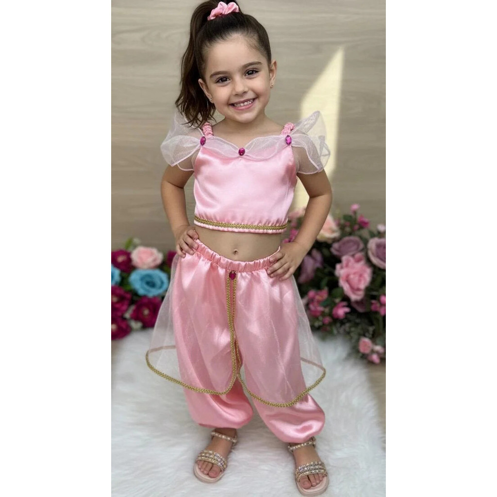 Fantasia Princesa Jasmine Infantil Luxo | Vestido Princesa Festa Menina