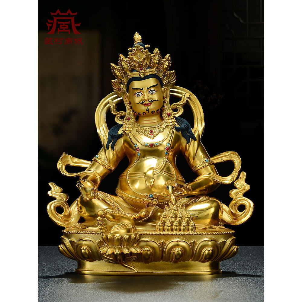 Estátua de bronze do deus amarelo da riqueza Desktop Taiwan bronze totalmente dourado esculpido cinco elementos deus da