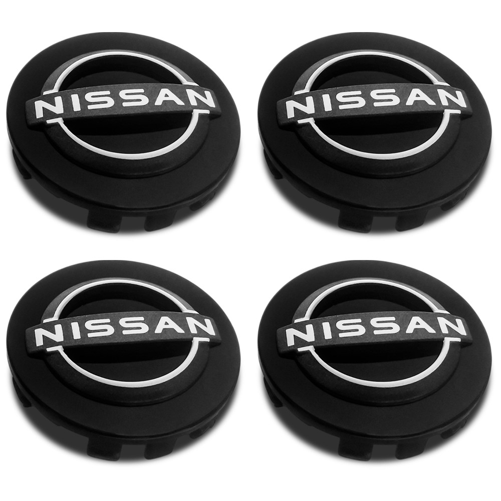 Jogo 4 Calotinha Centro Meio Roda Logo Novo Nissan Kicks Sentra Versa 51mm 2016 Até 2024 Preto