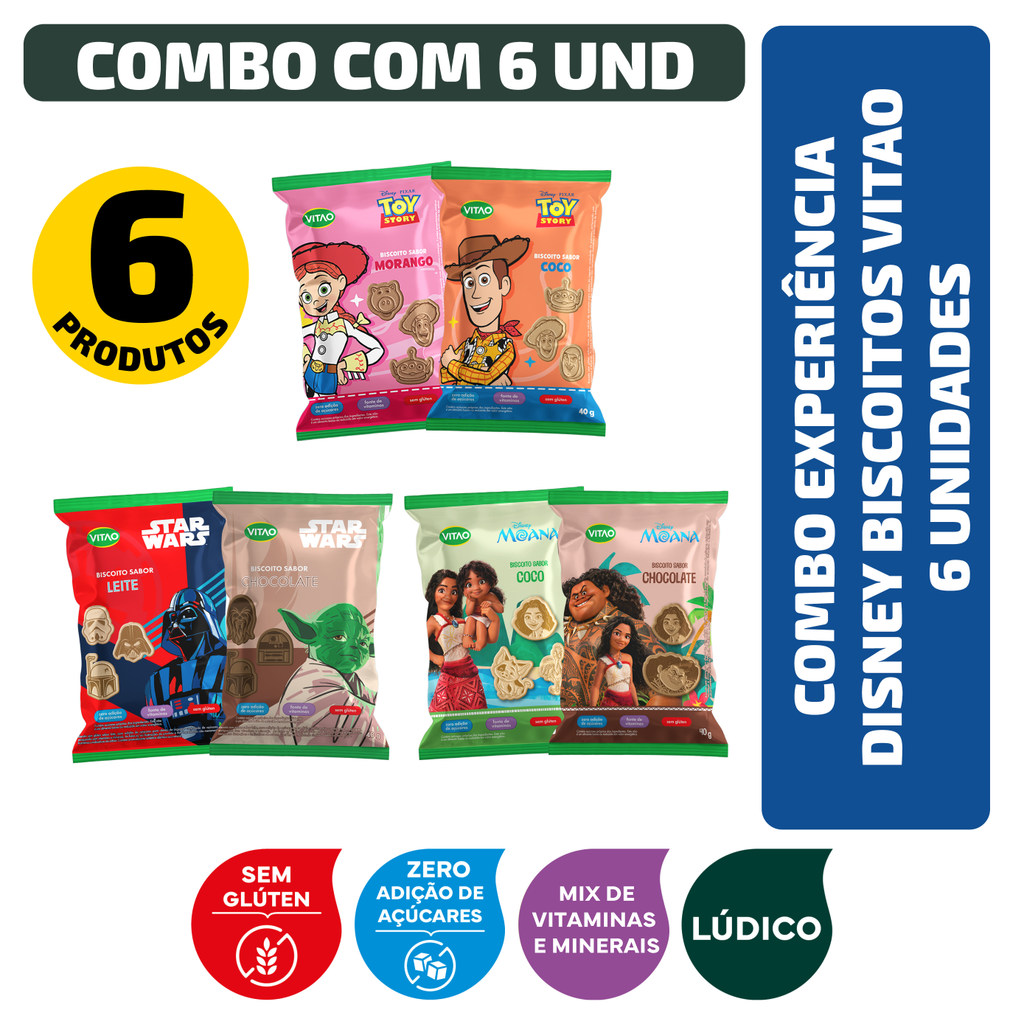 Combo Experiência Disney Biscoitos Vitao - 6 unidades
