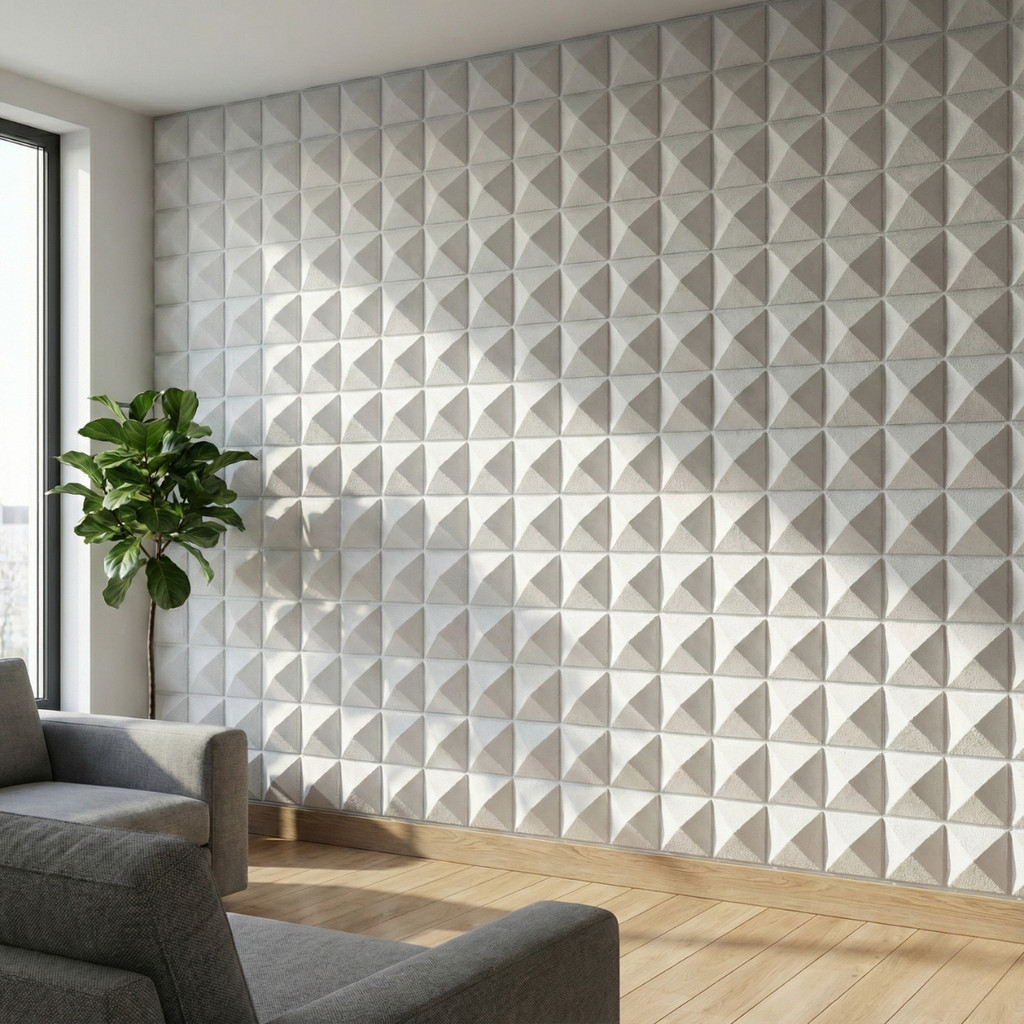 Placas Moderno Revestimento 3d Parede Decoração Casa 50x50 Piramidal Preto Branco