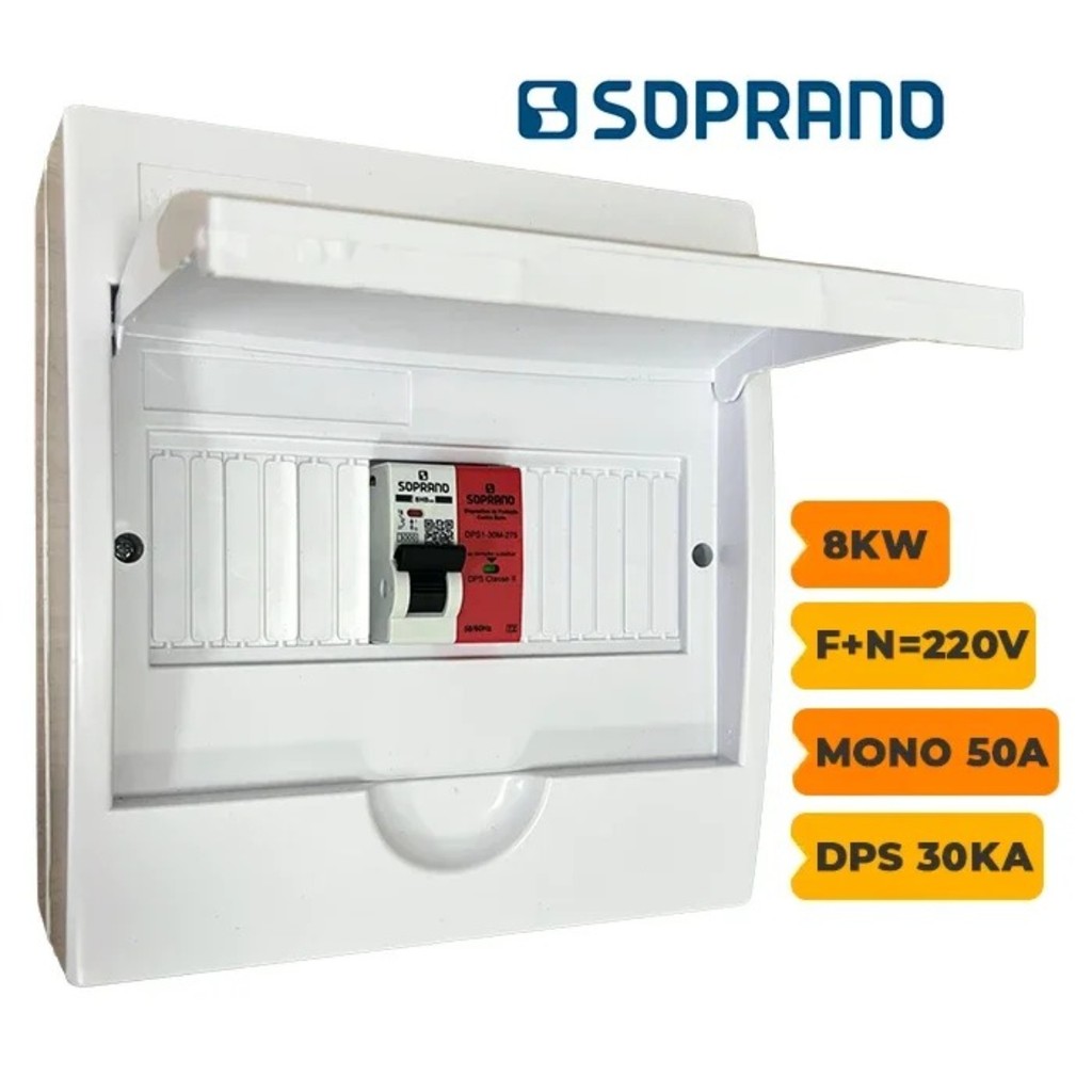 Quadro CA de Distribuição Monopolar 50A Com DPS 30kA 275V