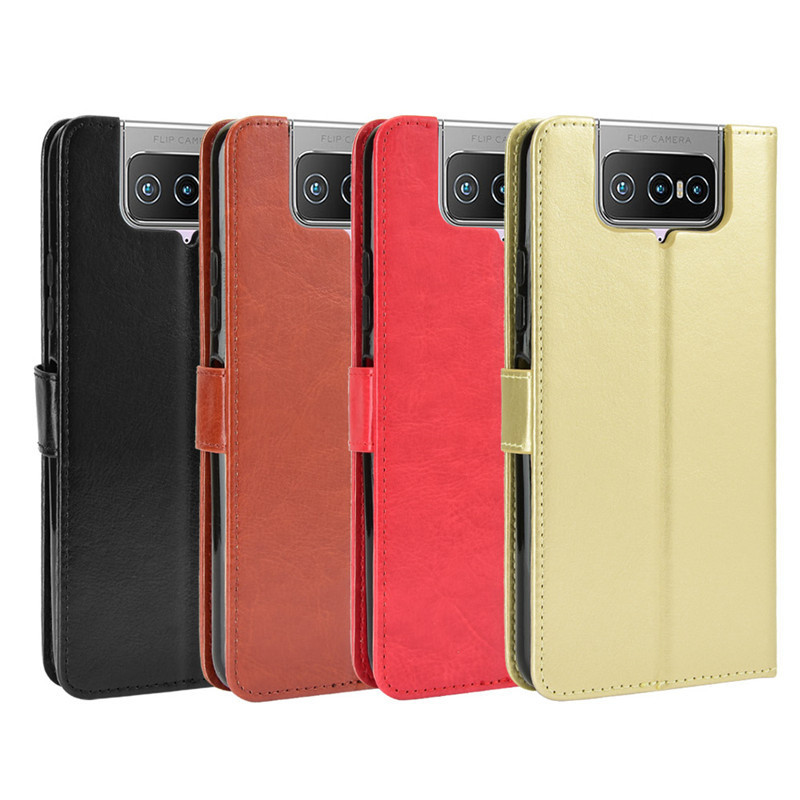 Adequado para Asus Zenfone7 Pro caso de telefone ZS670KS/ZS671KS caso de couro do telefone cavalo louco padrão Flip capa