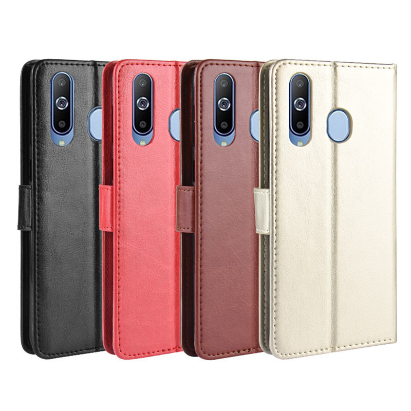 Adequado para Samsung a8s Flip caso de telefone Galaxy a8s caso de couro do telefone Crazy Horse padrão carteira cartão