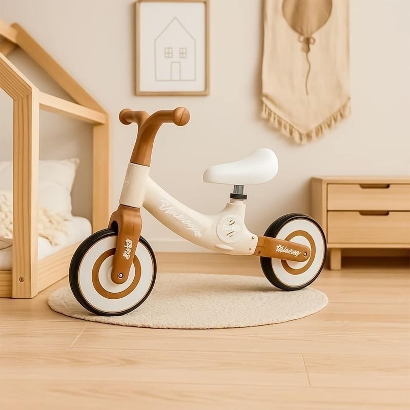 Bicicleta Equilíbrio Infantil Sem Pedal Marrom Balance Bike Aprende Andar Criança Brinquedo Presente
