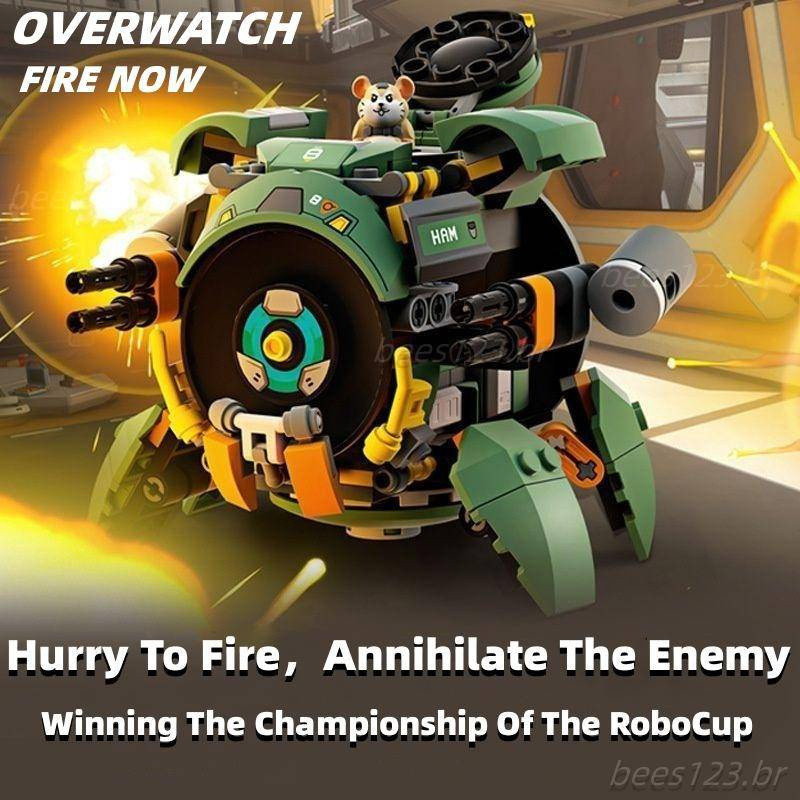 12 Blocos de Montar Overwatch Hamster Damage Ball Compatíveis com Quebra-Cabeças Lego