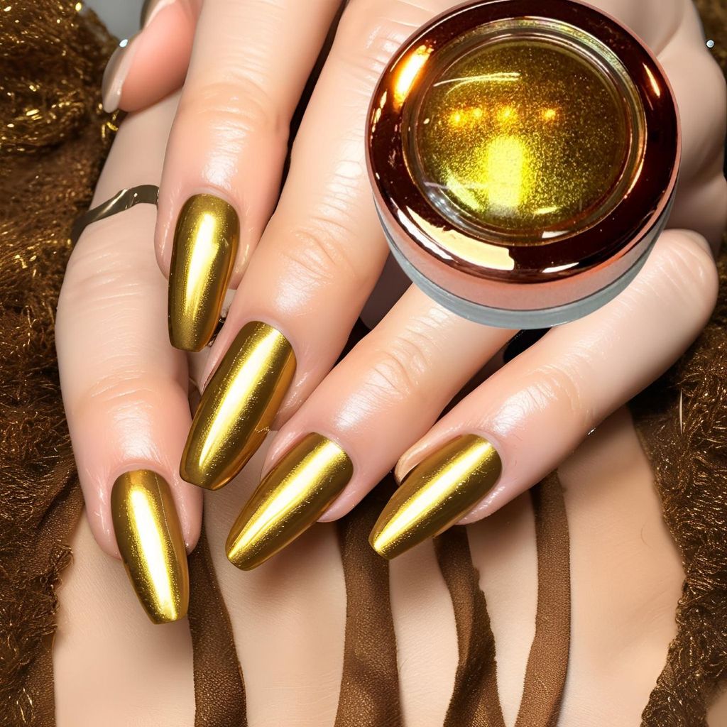 Pó Cromado Chrome Mirror Kaisa Dourado Holográfico