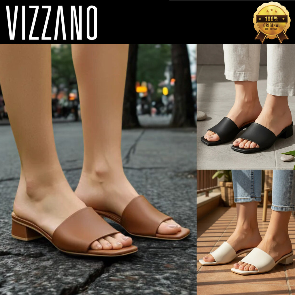 Tamanco Feminino Vizzano Sandália Casual Slide Salto Bloco Grosso Baixo Leve Confortável Original em Oferta na Shopee