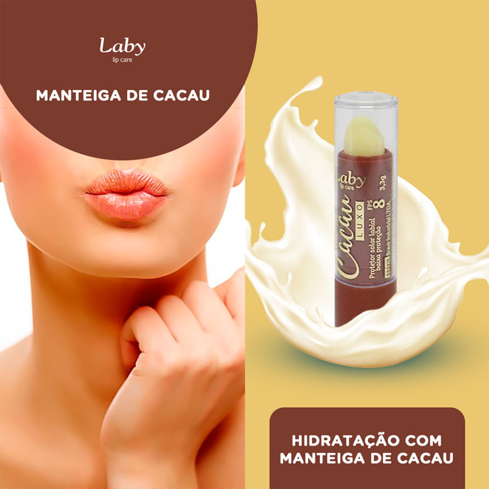 Detalhes do Manteiga de Cacau Laby FPS 8 Luxo com 1 Unidade de 3,3g