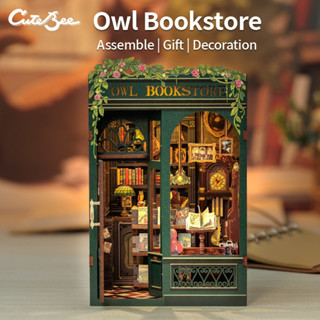 CUTEBEE OWL Book Nook Livraria DIY Casa Miniatura 3D Puzzle Brinquedo Decorativo com Luz para Estante Biblioteca Modelo em Oferta na Shopee