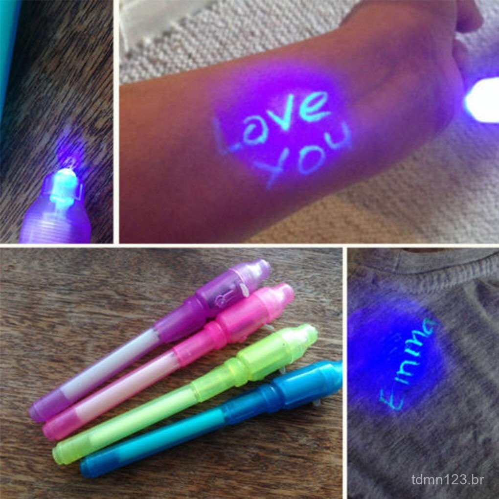 1pcs Caneta de Tinta com Luz de Fundo LED Invisível Caneta Marcadora Ultravioleta / Dia das Crianças