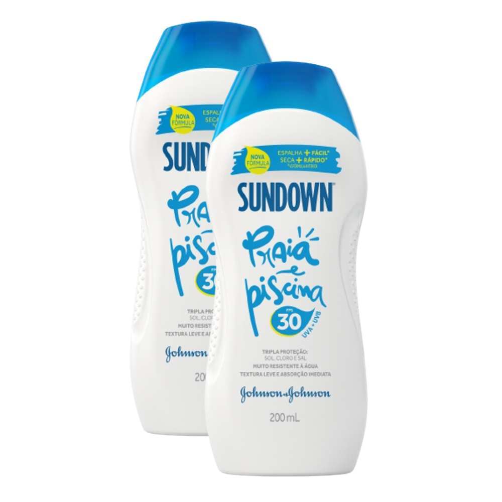 Kit 2 Protetor Solar Sundown Praia e Piscina FPS 30 Loção 200ml em Oferta na Shopee