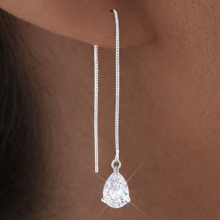 Brincos de prata 925 com pingentes elegantes em formato de gota, cravejados com zircônias cúbicas e banhados a ouro 18K