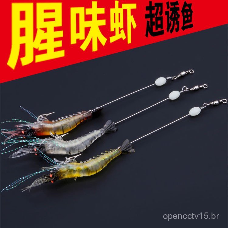 Atacado de Artigos de Pesca Weihai: Isca Artificial de Alta Simulação com Anzol, Camarão Falso, Isca Artificial, Montage