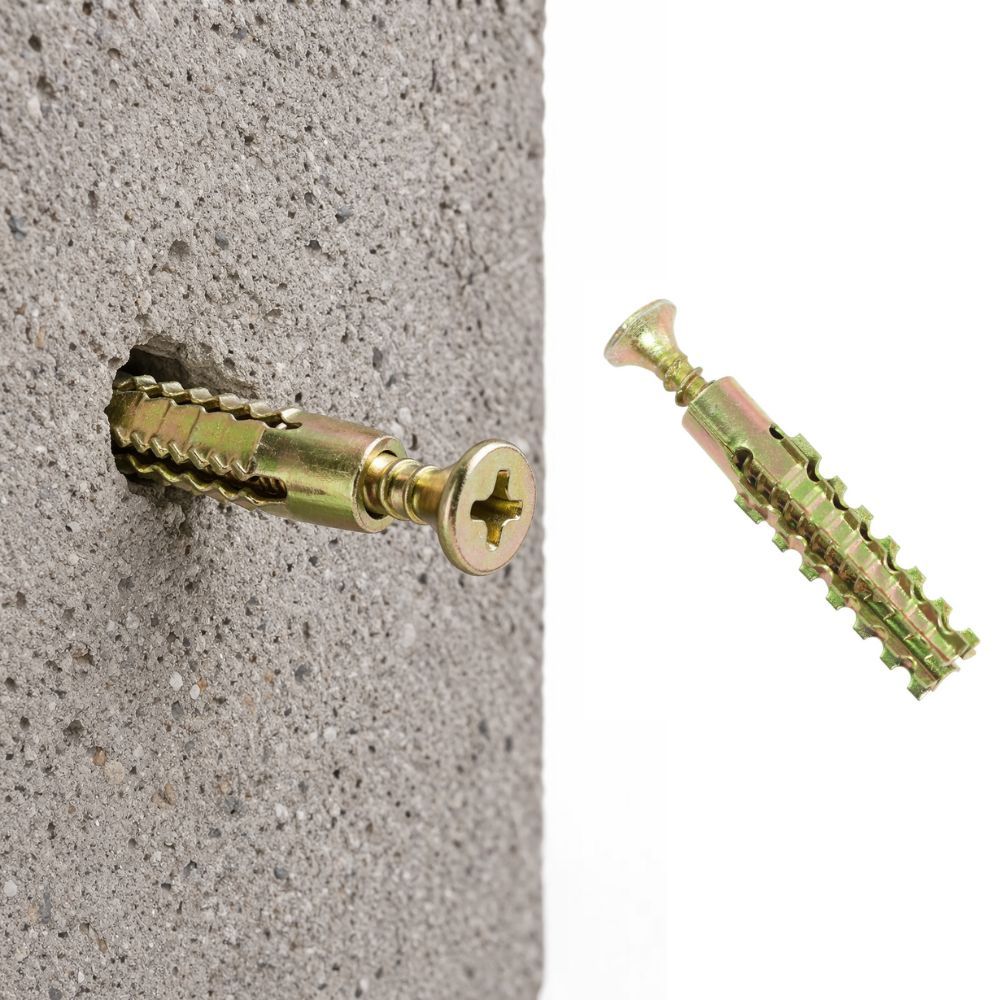 Kit 25 Buchas De Metal Com 25 Parafusos Philips P/ Concreto