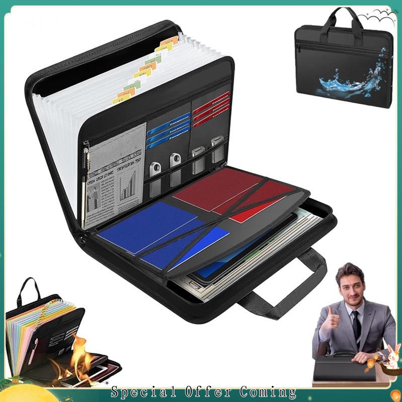 Pasta De Arquivo À Prova De Fogo A4 De Grande Capacidade Com Alça Bolsa De Armazenamento De Documentos Acordeão Dobrável