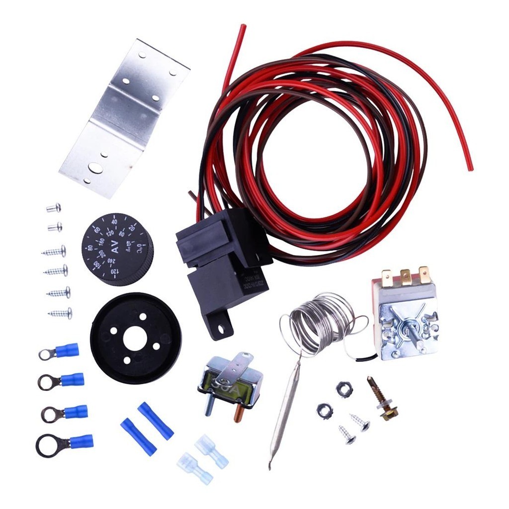 Universal Carro Caminhão Barco SUV Ajustável Radiador Elétrico Ventilador Termostato 3 Pinos Controle Relé Fio Kit 12V