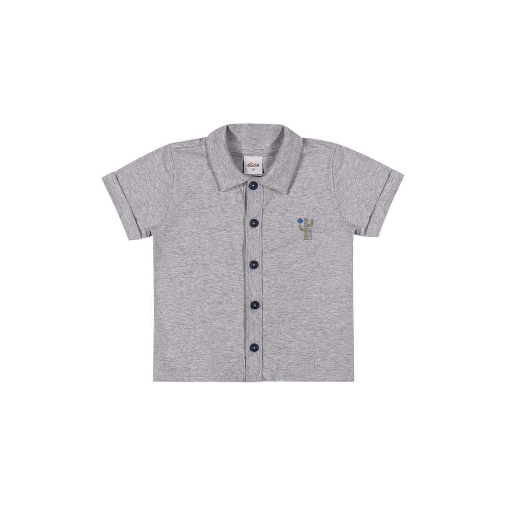 Camisa Infantil Menino Malha Mescla Elian Cinza em Oferta na Shopee