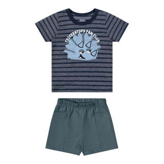 Conjunto Bebê Menino Dino Com Puff Elian Azul em Oferta na Shopee