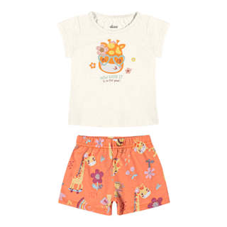 Conjunto Manga Curta Bebê Menina Girafa Elian Bege em Oferta na Shopee