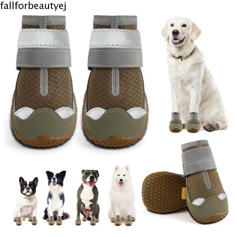 FALLFORBEAUTYEJ 4 Unidades/Conjunto Sapatos Antiderrapantes Para Cães , Protetor Reflexivo E Respirável Ajustável