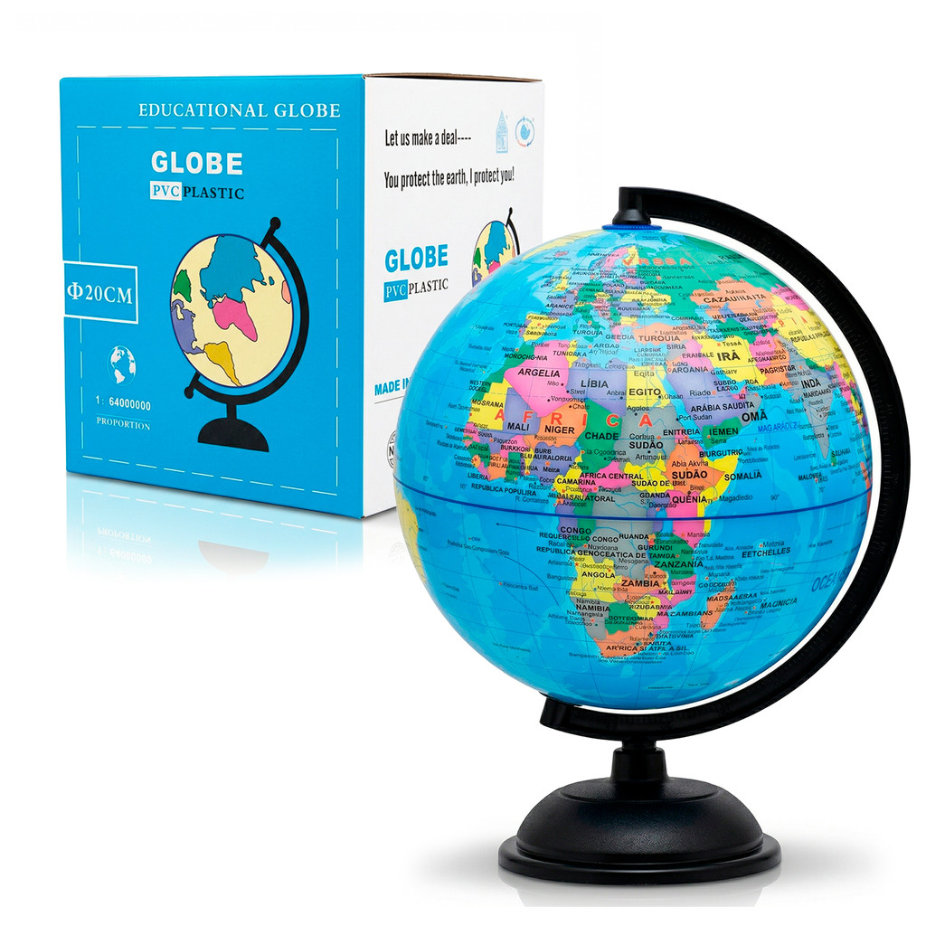 Globo Terrestre Mapa Político Giratório De Mesa Escolar Para Decoração 19 Cm