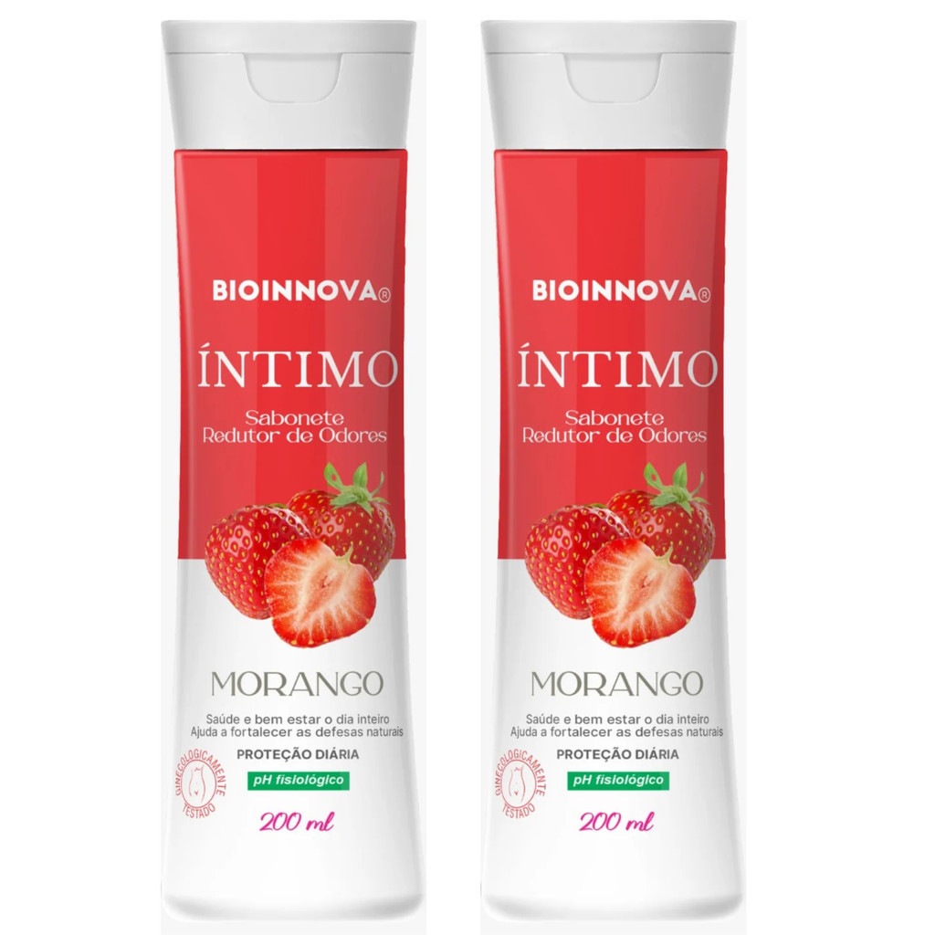 Kit 2 Sabonetes Íntimos Morango 200ml Bioinnova – Frescor e Proteção