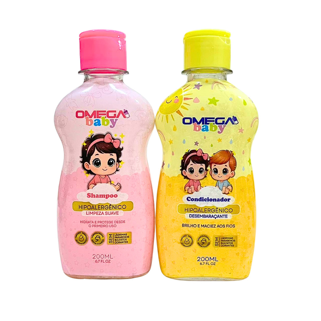 Kit Infantil Baby Girl Shampoo e Condicionador 200ml Omega Baby