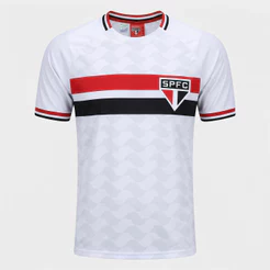 Camiseta São Paulo Bench Raglan Masculina - Branco e Vermelho