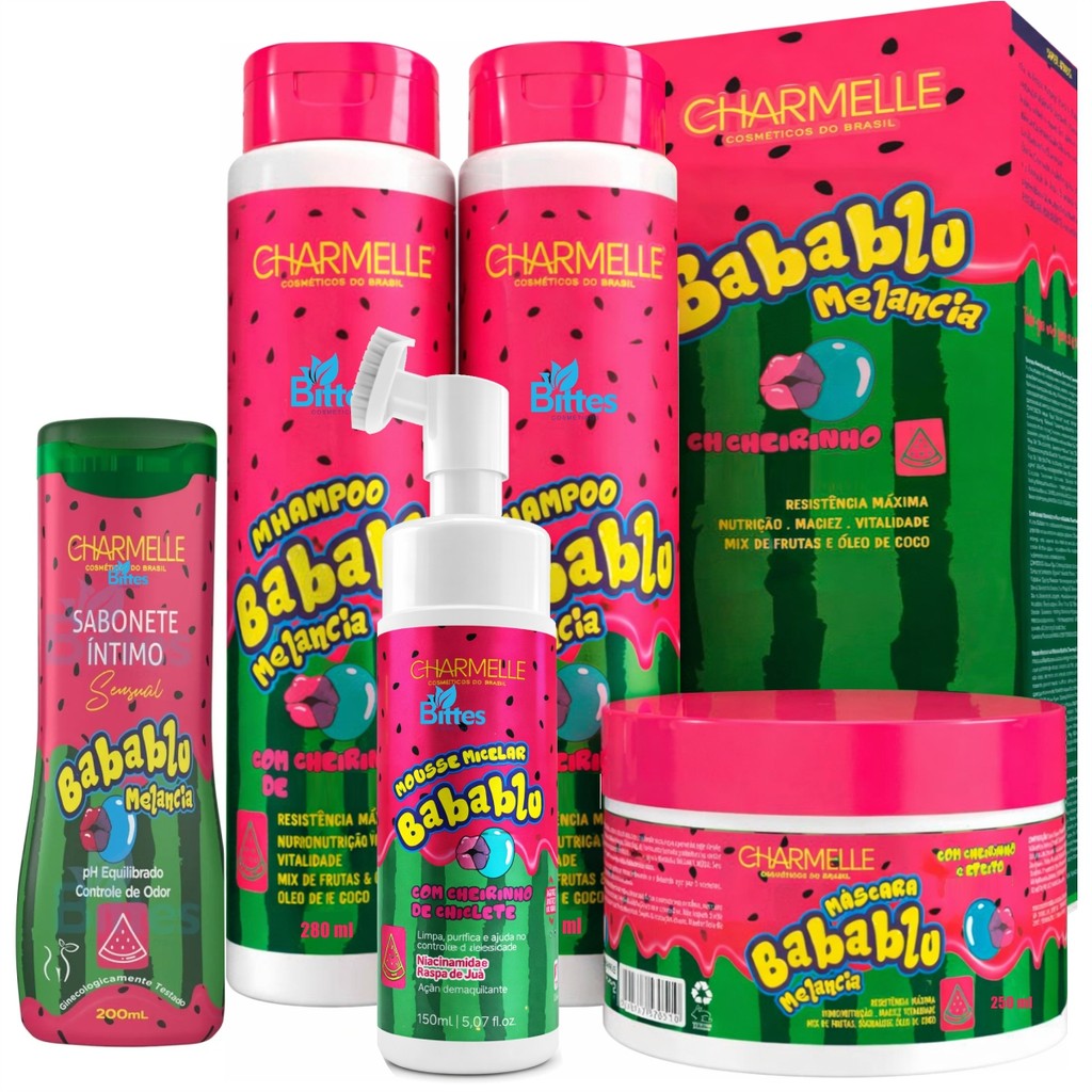 Kit Babablu Melancia C/ Mousse Micelar Charmelle Cosméticos
