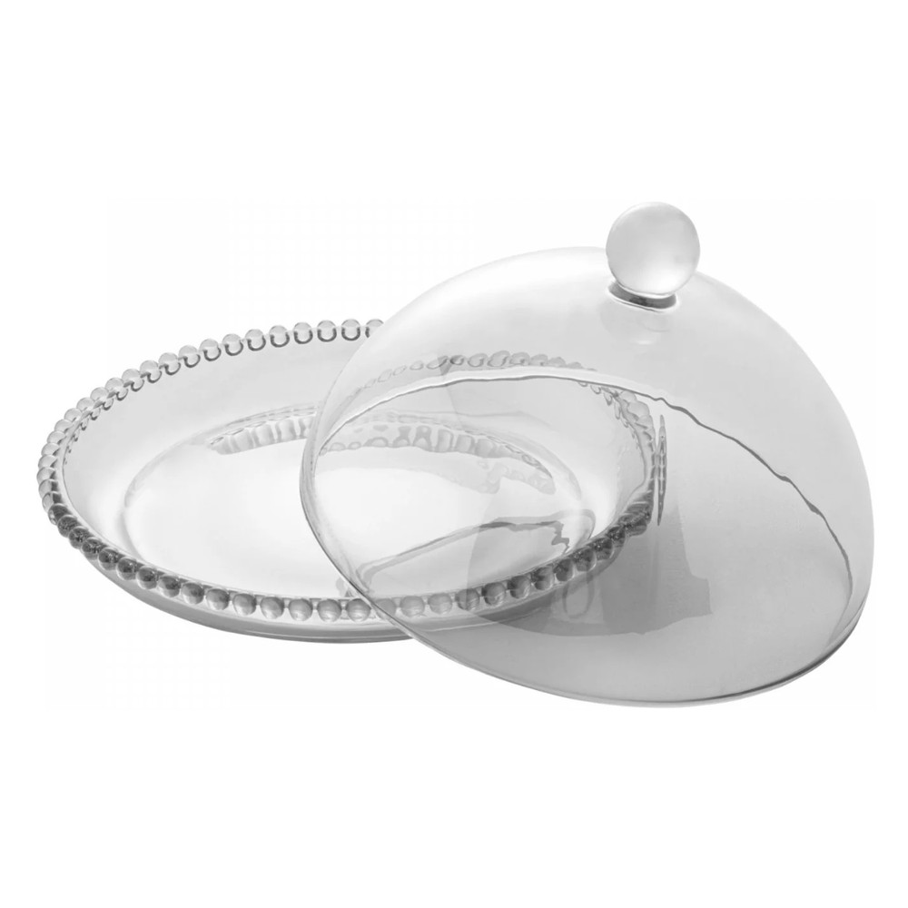 Queijeira Redonda De Cristal 20 x 12 Cm Pearl Wolff — imagem 2 de 2