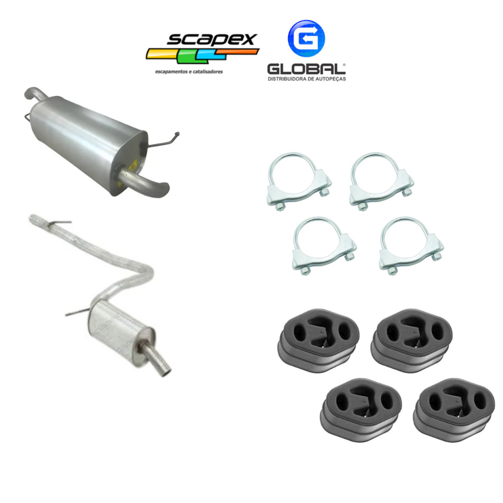 Escapamento Traseiro, Intermediario, Abracadeiras e Coxim  Ford Fiesta Hatch 1.6 8v Scapex Original