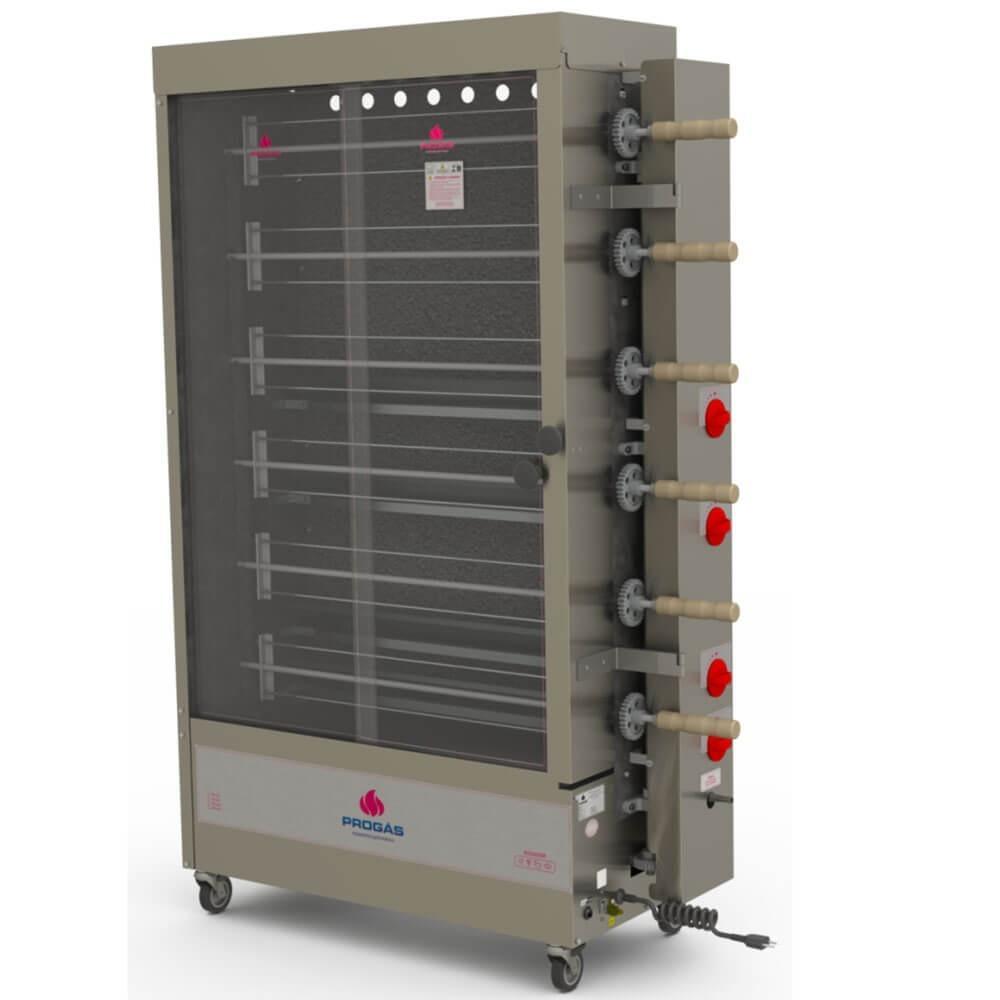 Imagem Forno Assador Rotativo Tubular a Gás Progás PR-634 Com 6 Espetos Para 30 Frangos Bivolt P25420