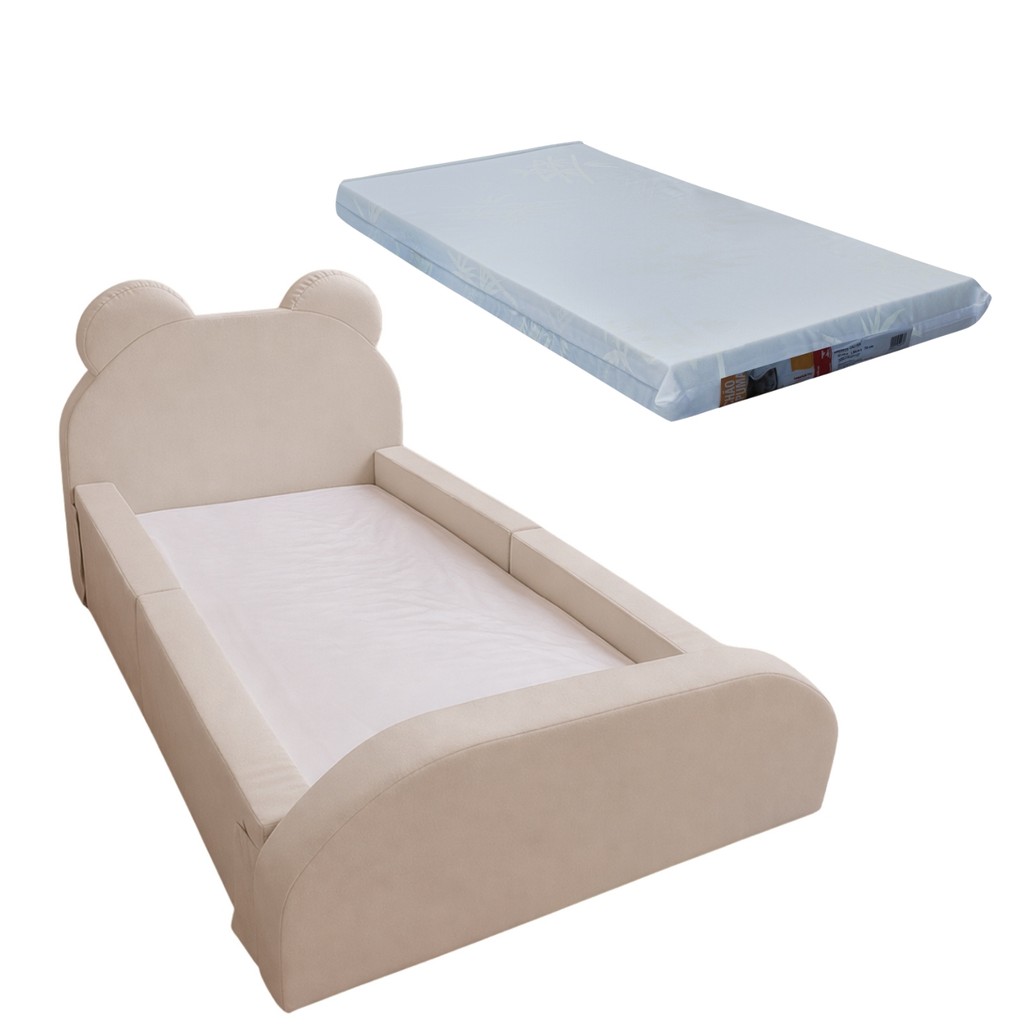 Cama Juvenil  Lorena D20 Ursinho Veludo Espuma com Colchão