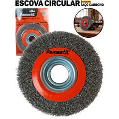 Escova Circular de Aço 6” Famastil Furo 1.1/4 P/ Esmerilhadeira Limpeza De Metal Solda