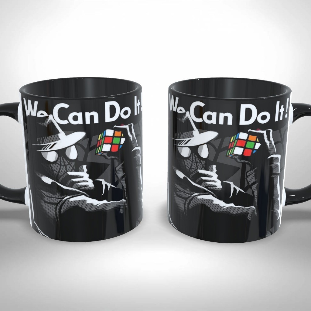 Caneca de Ceramica Personalizada Spider Noir Cubo Mágico - Presente Único e Criativo