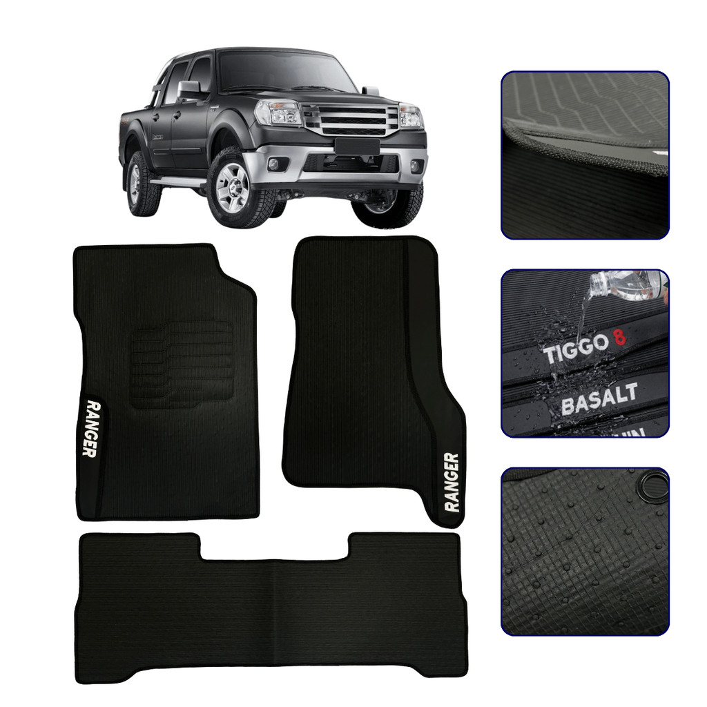Jogo de Tapete Emborrachado para Ranger Cabine Dupla 1998 99 00 01 02 03 04 a 2012 Kit Premium