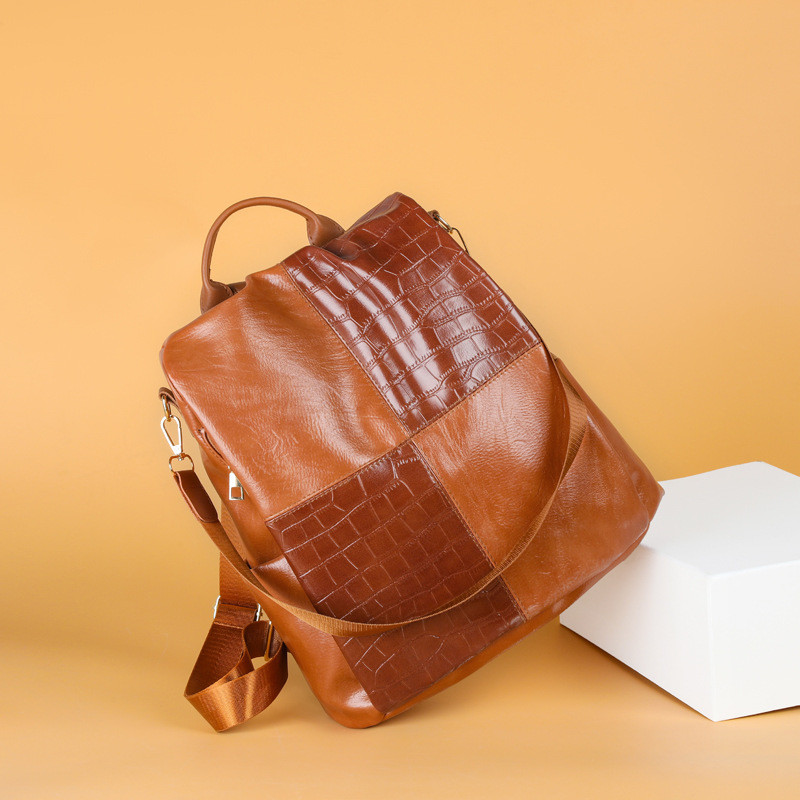 Mochila De Couro Macio , Nova Feminina Elegante E Versátil , Bolsa Para Livros De Viagem Antifurto Pequena