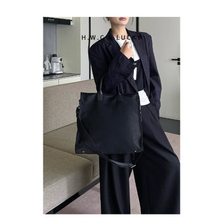 Bolsa feminina mensageiro bolsa de viagem sacola grande bolsa de computador leve bolsa de pano de náilon preto All-Match