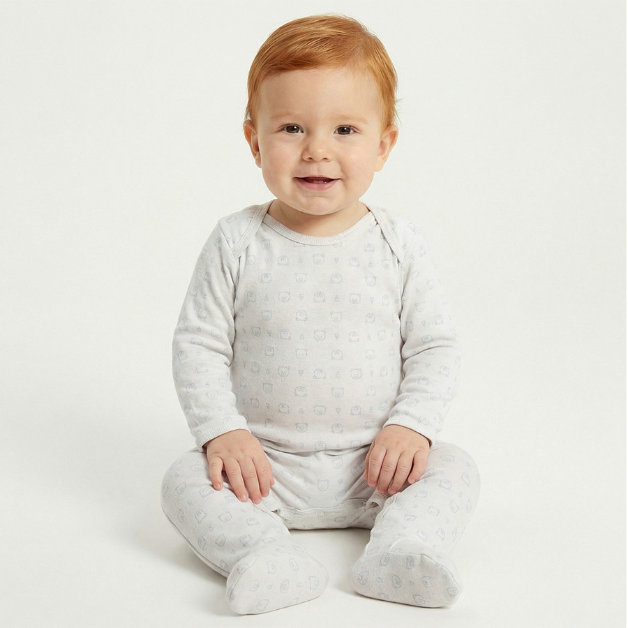 Kit Underwear Bebê Macacão Com Pezinho Tip Top