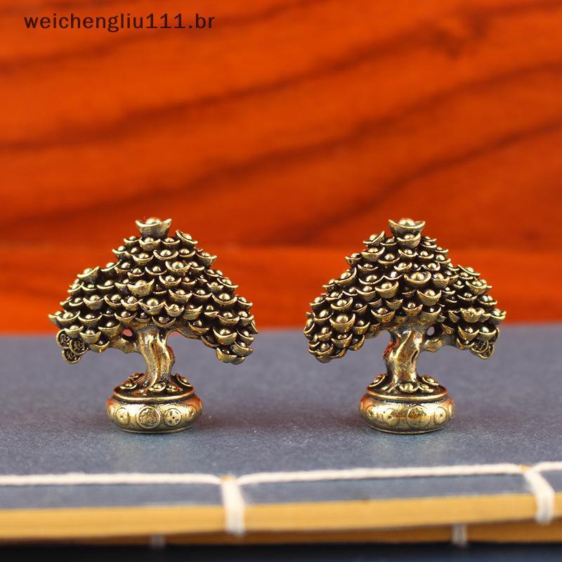# weicheng Enfeites De Árvore Da Fortuna De Latão , Lingote Em Vaso , Ornamentos Retrô Sala De Estar , Escritório , Escu