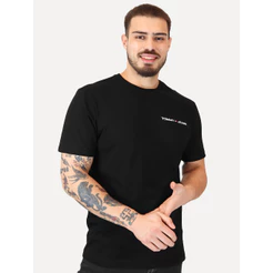 Camiseta Tommy Jeans Original Masculina Classic Linear Embroidered Chest Preta