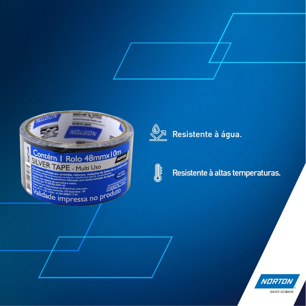 Fita adesiva silver tape 48 x 10m - Norton · foto 2