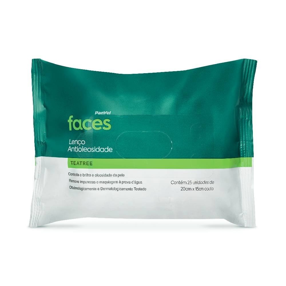 Lenços De Limpeza Facial Panvel Faces Tea Tree Peles Mistas A Oleosas 25 Unidades em Oferta na Shopee