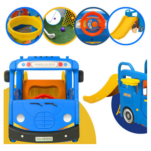 Playground Completo Infantil Ônibus basquete mini golfe Brinquedo Parquinho Escorregador