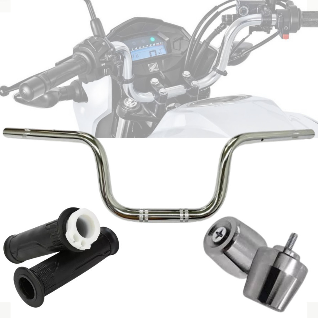 kit Guidão Cargo Manopla com Roldana Peso PCX Cromado Guidão Polido Cromado Titan Fan Cargo Start160