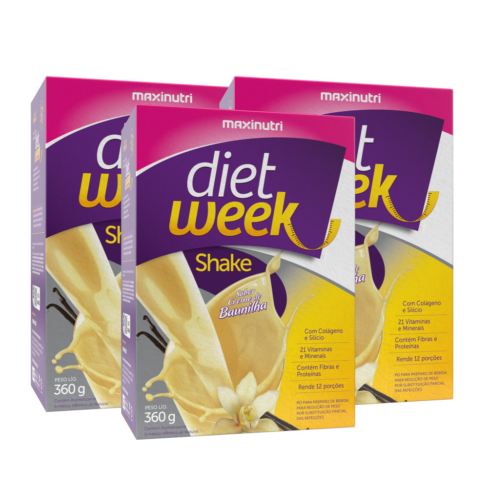 Kit 3 Diet Week Shake Baunilha 360g Maxinutri