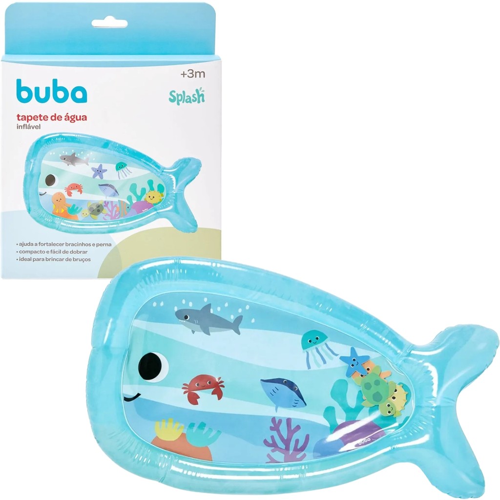 Tapete Sensorial para Tummy Time Splash Inflável Água Bichinhos Coloridos Flutuantes - Buba em Oferta na Shopee