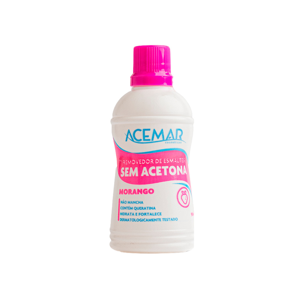 Removedor de Esmalte Acemar Sem Acetona Morango 90ml em Oferta na Shopee